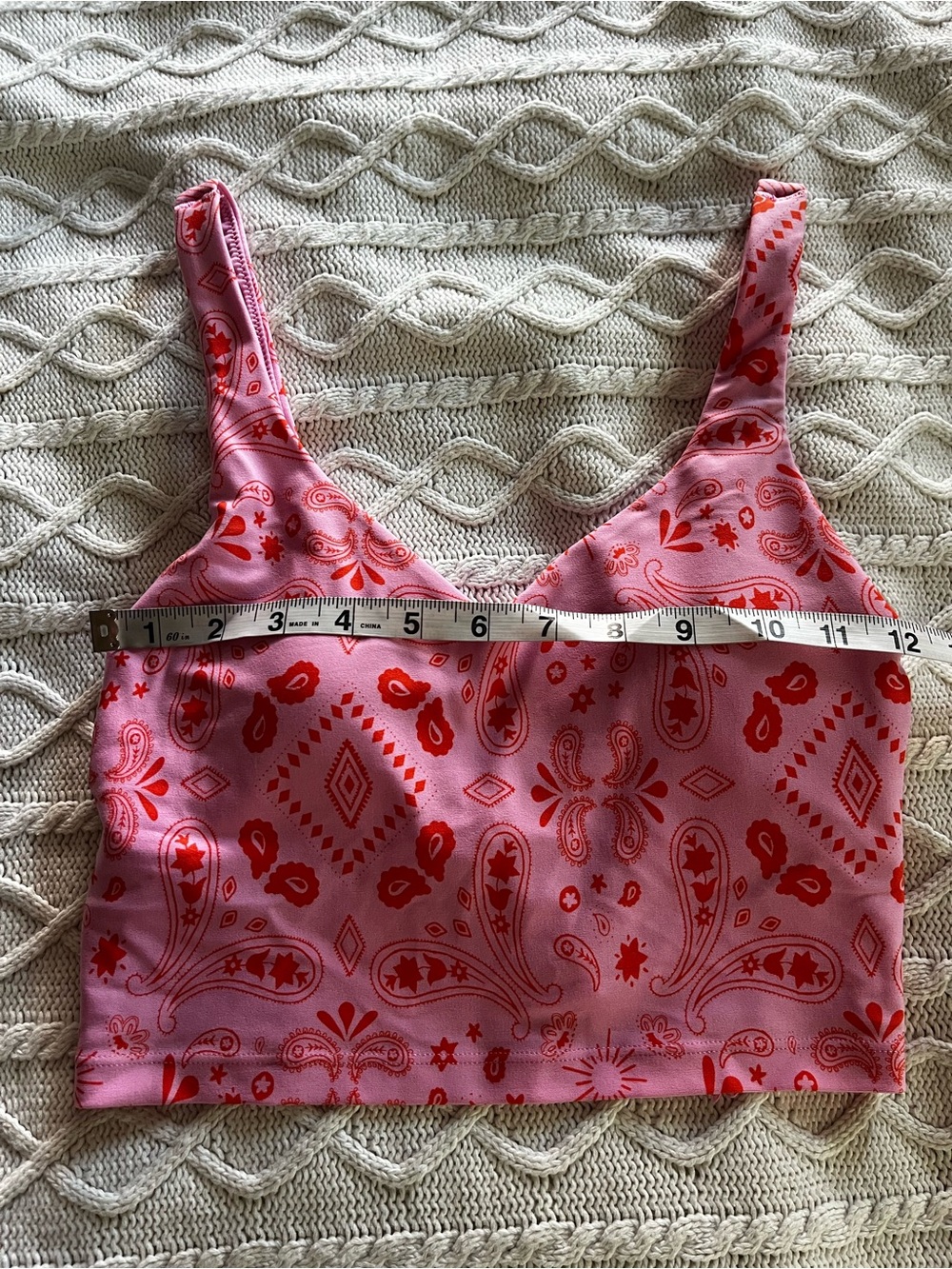 Aerie Offline Pink & Red Paisley Crop Tank Top Size Small - Picture 7 of 8